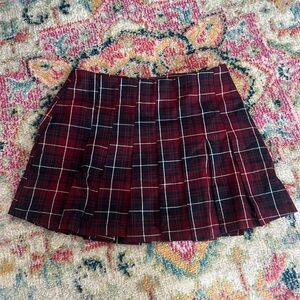 Pleated Plaid Mini Skirt